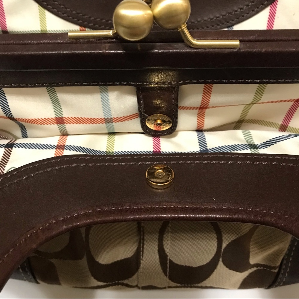 Coach Brown Signature Canvas Shoulder Bag with Dark Brown Leather Trim - Picture 7 of 11